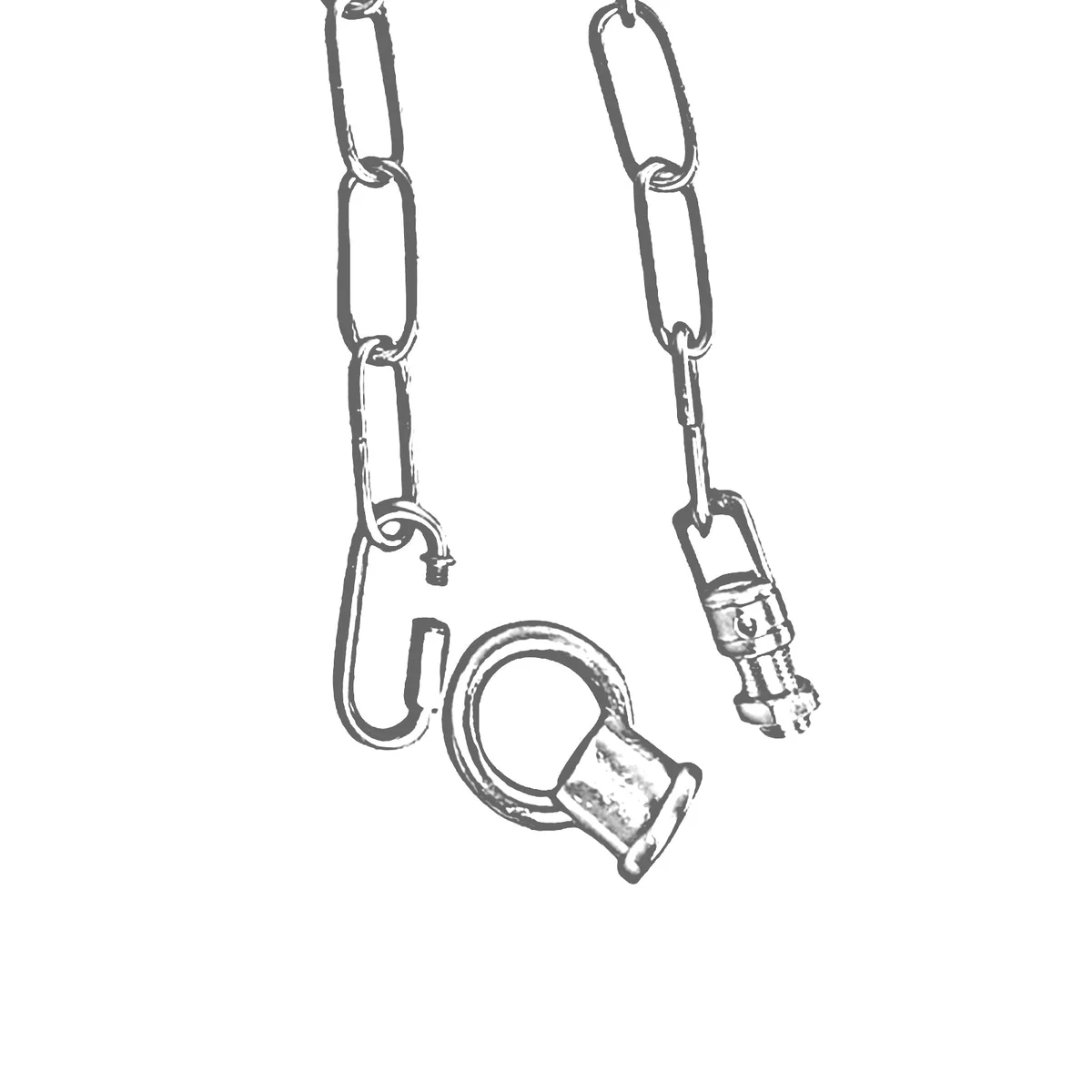 Chrome light chain for ceiling, 85 cm length, 38mm x 16mm fully openable links
