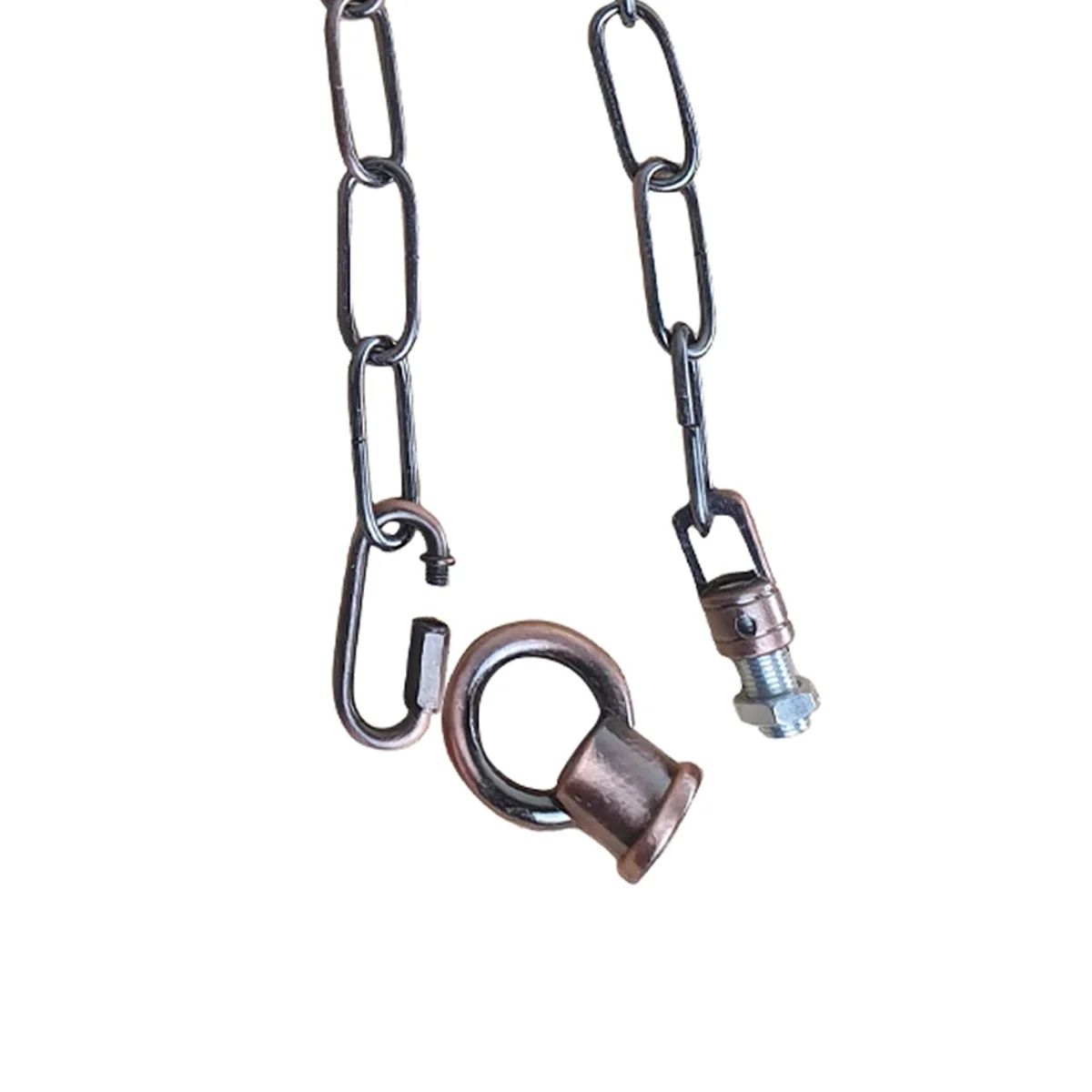 Openable light chain with warm copper links, 90 cm long, suitable for pendant lights and chandeliers.