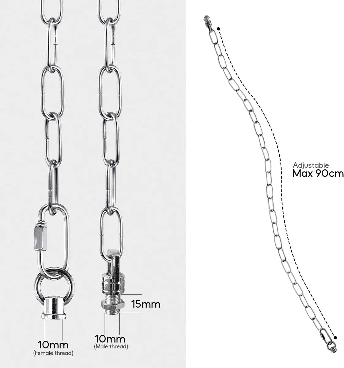 Copper-toned chandelier hanging chain, 90cm, 38mm×16mm openable links, ready for pendant or chandelier installation.