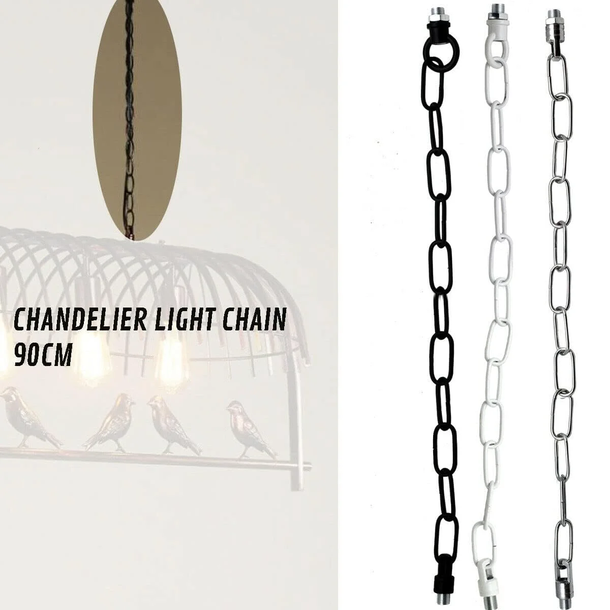 Copper pendant light chain, 90cm warm copper finish, open links.