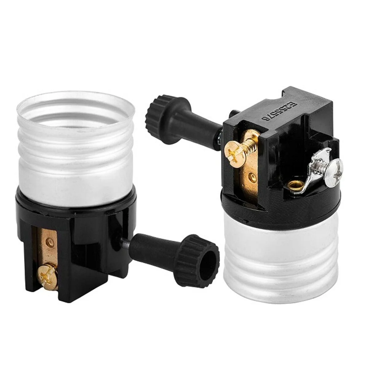 3 way light bulb socket – removable turn knob, metal housing, 250W rating, medium E26 base.
