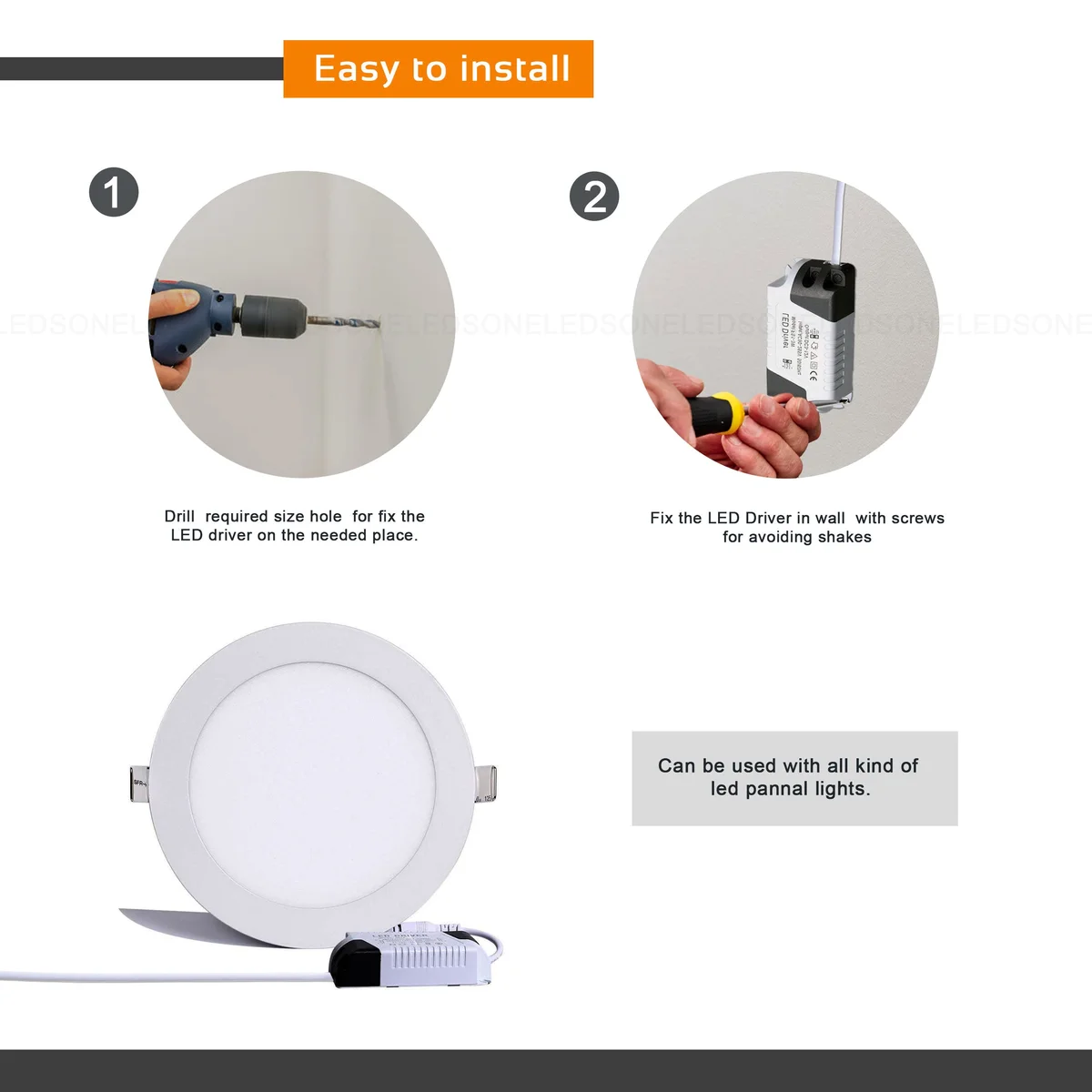 Compact plastic 24W LED driver, 30-40V output, non-dimmable LED driver. CE and RoHS certified.