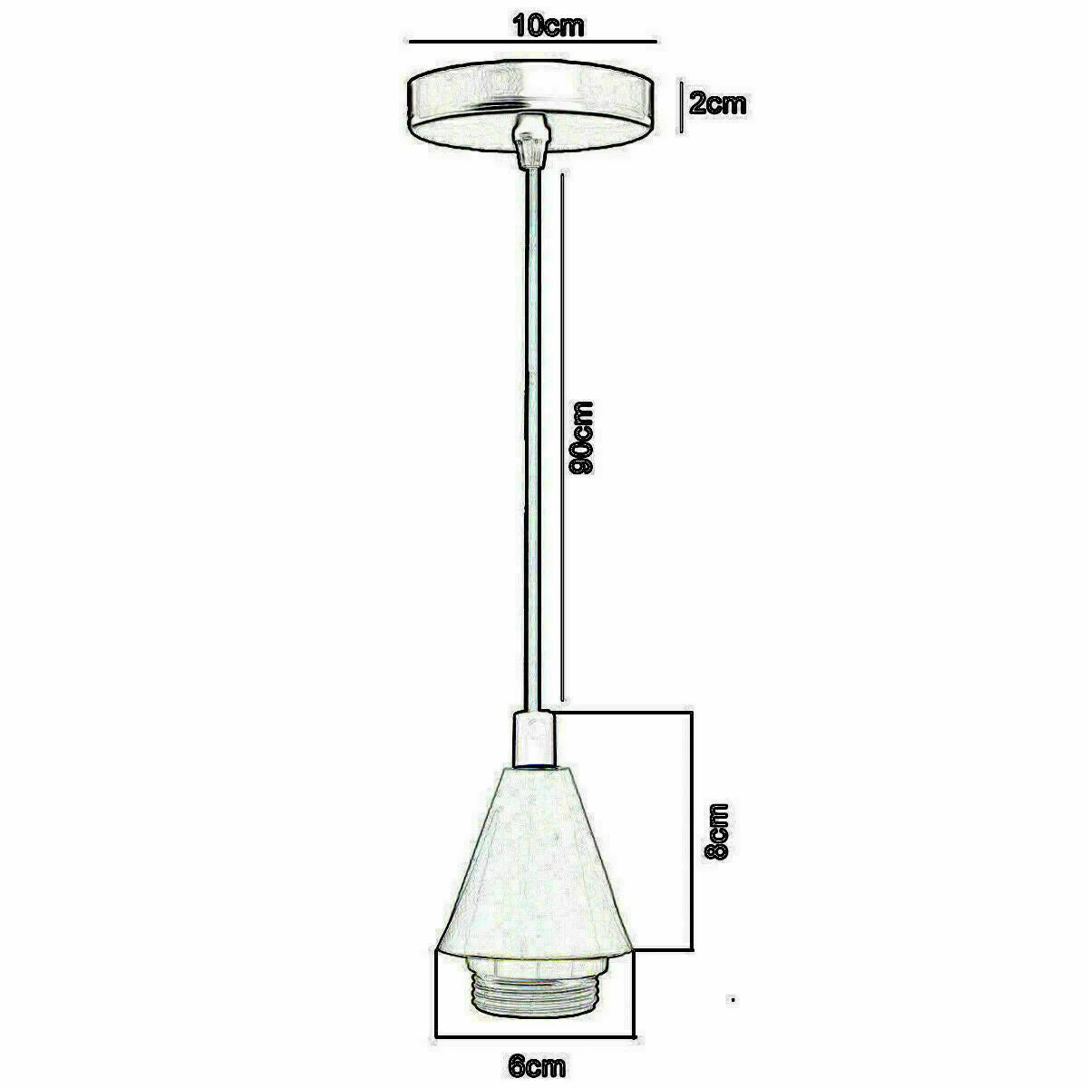Modern hanging lamp in black and white with metal body and PVC wire web, featuring an E27 lamp base.