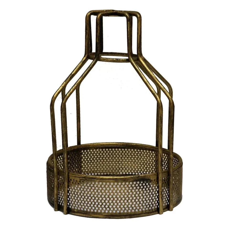 Vintage brass lampshade pendant with round brass canopy, black fabric cable, 140mm width, 200mm height, E27 socket.