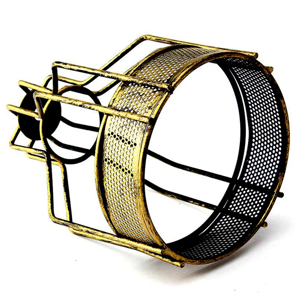 Modern brass pendant light with round 140mm brass shade, 200mm tall, hanging from black PVC cable, vintage industrial style.