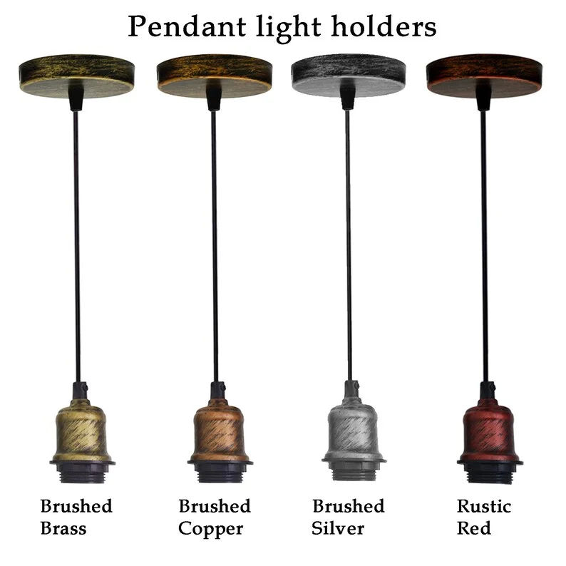 E27 ceiling lamp holder brushed copper, metal recessed tube, adjustable 95cm cable, ceiling rose 12cm diameter.