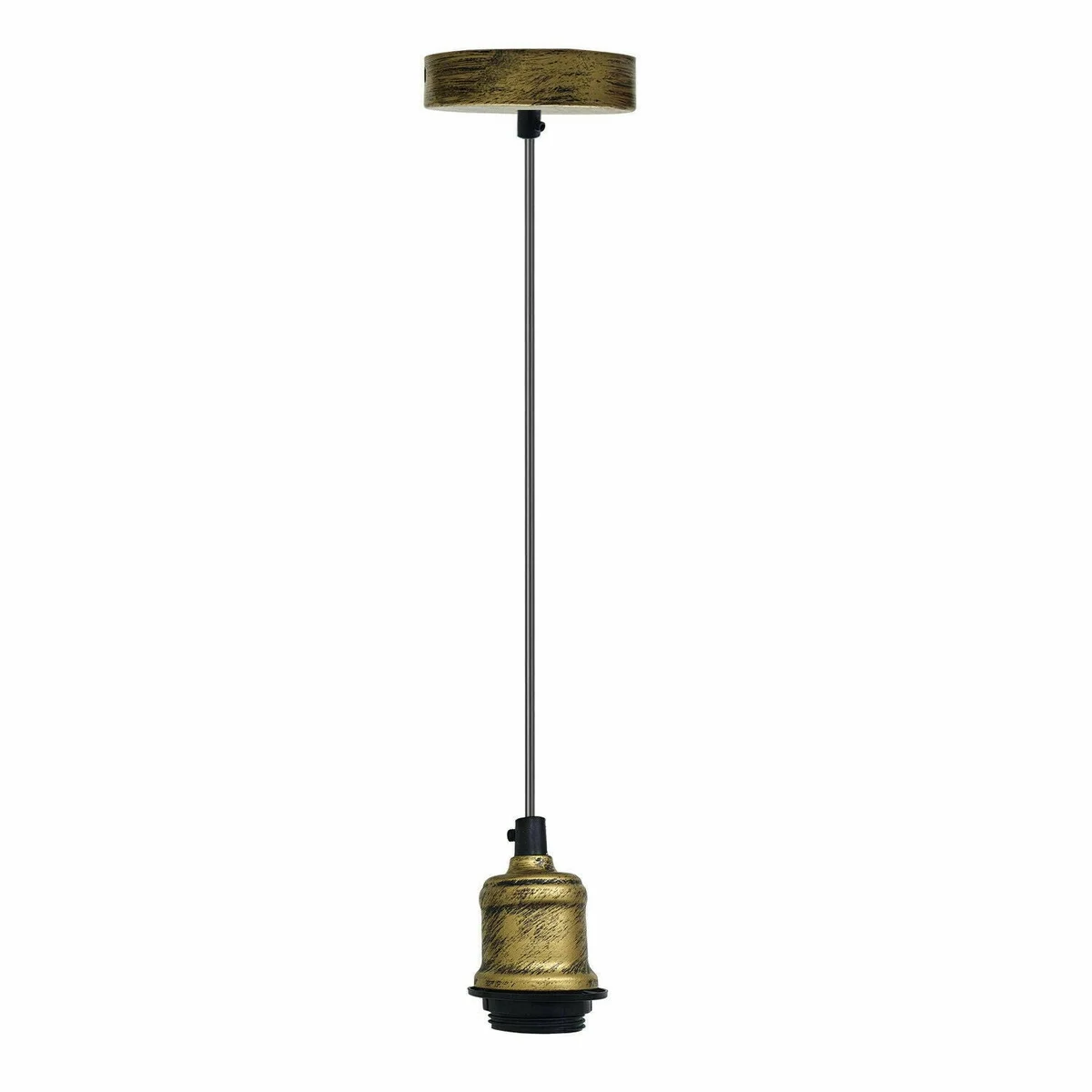 Metal pendant ceiling light in brushed copper finish, clear glass, mounting ring and adjustable 95cm cable visible.