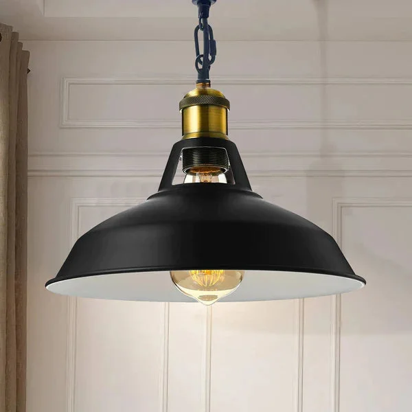 Industrial pendant ceiling light with black matte metal shade, hemp rope, E27 holder and ceiling rose