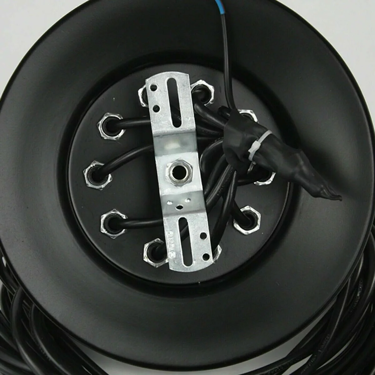 Black metal and PVC 8‑light vintage ceiling pendant light with long cable and wire hooks on a 20cm base