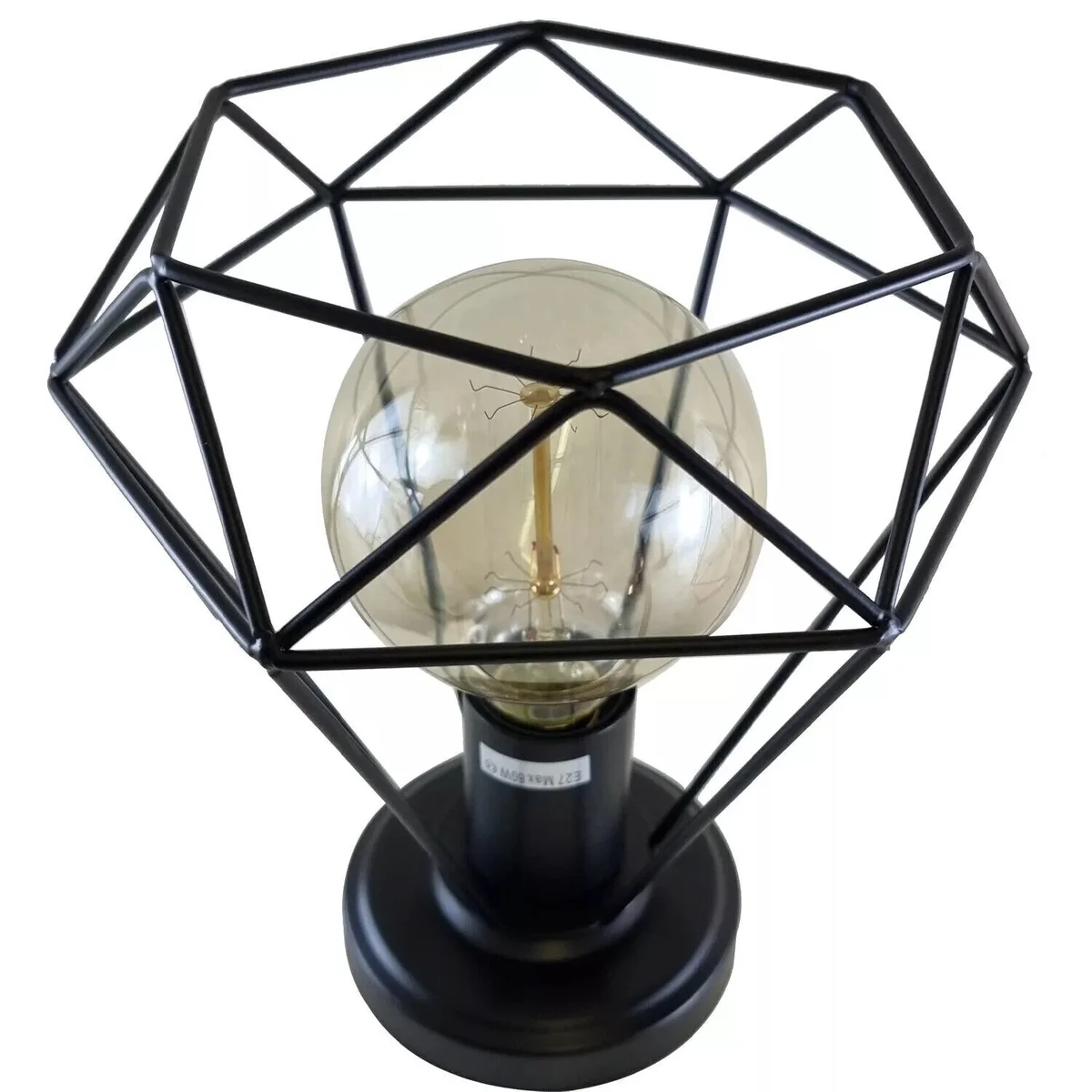 Black rose gold cage ceiling light with metal shade, flush mount base, and optional E27 bulb