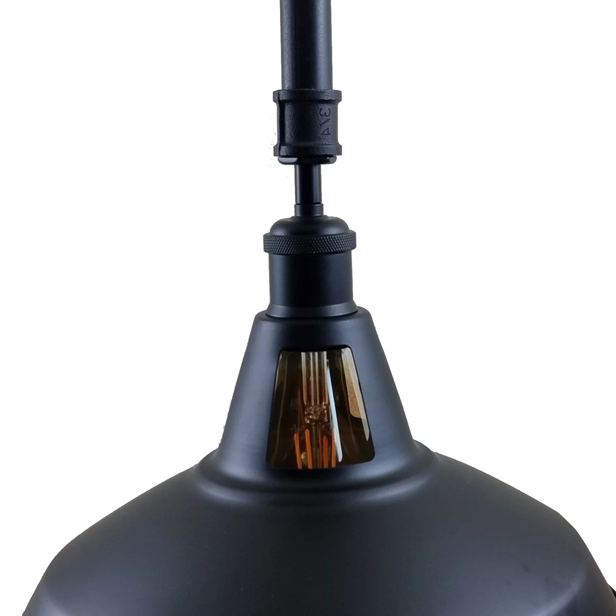 Vintage ceiling lamp with black iron industrial shade, 10cm diameter, rust‑colour finish, ceiling mounted.