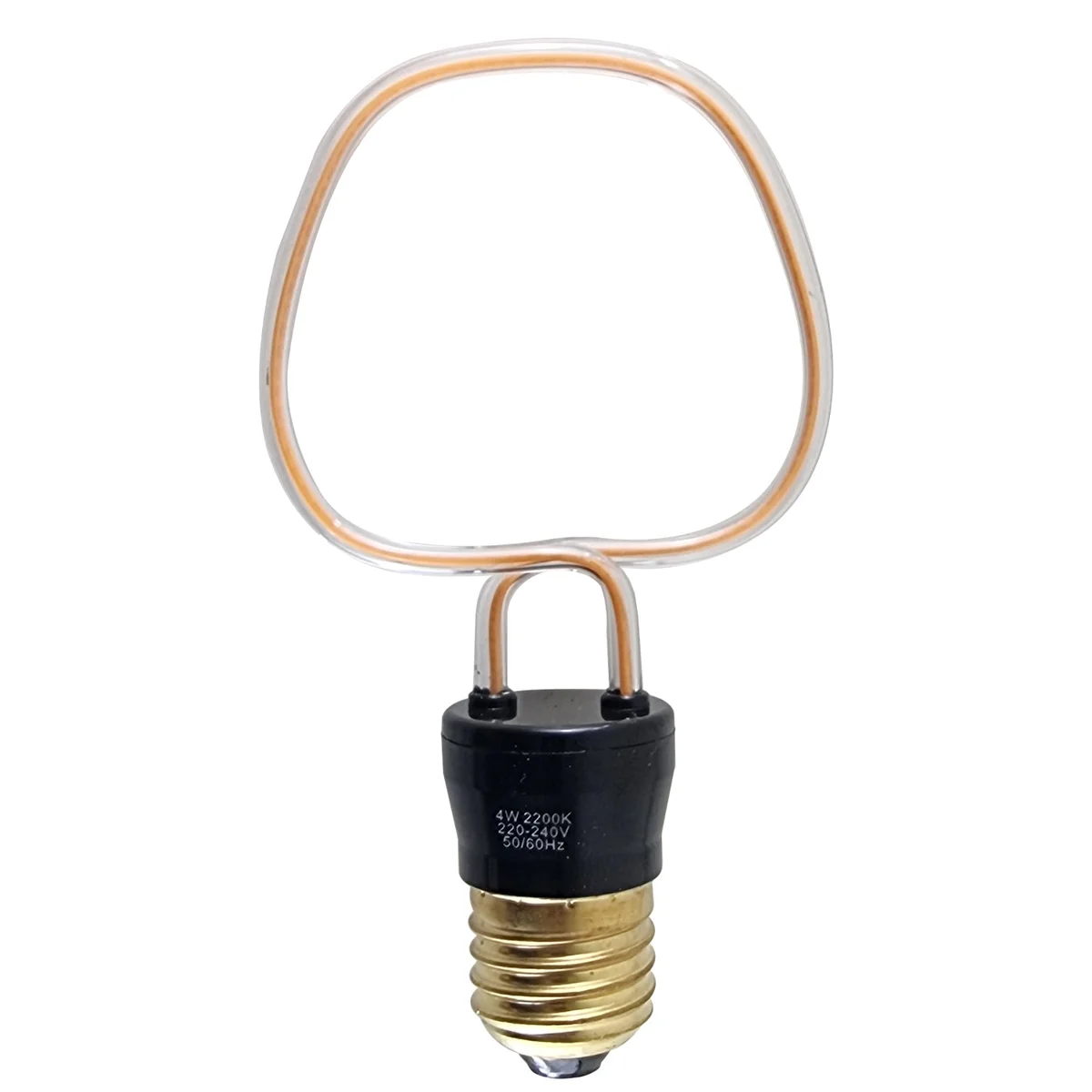 Vintage LED filament bulb with translucent polycarbonate housing, featuring warm glass filaments and a screw‑in cap