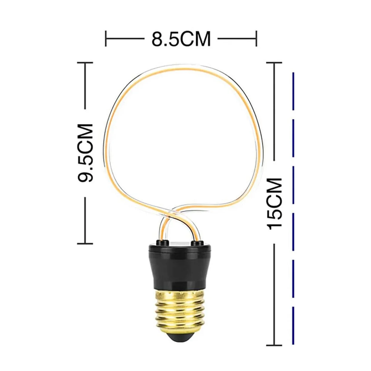 4W LED filament bulb in a clear polycarbonate glass with soft, warm glow, suitable for E27 fittings