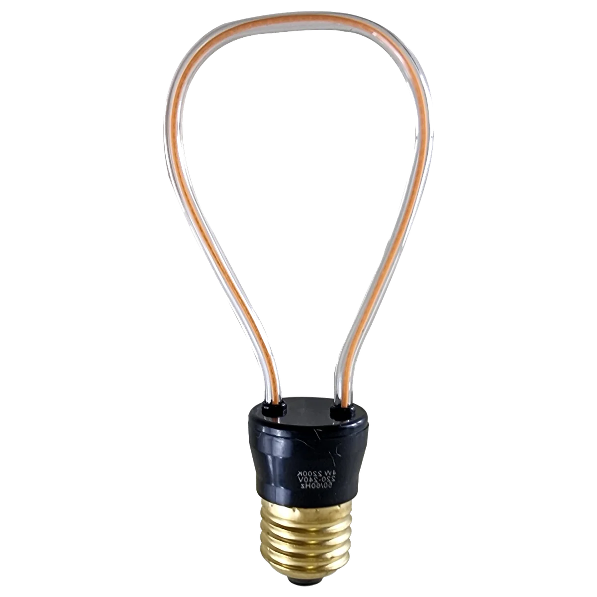 4W vintage LED bulb with soft filament, clear polycarbonate body, fits E27 socket, great for indoor decorative lighting.