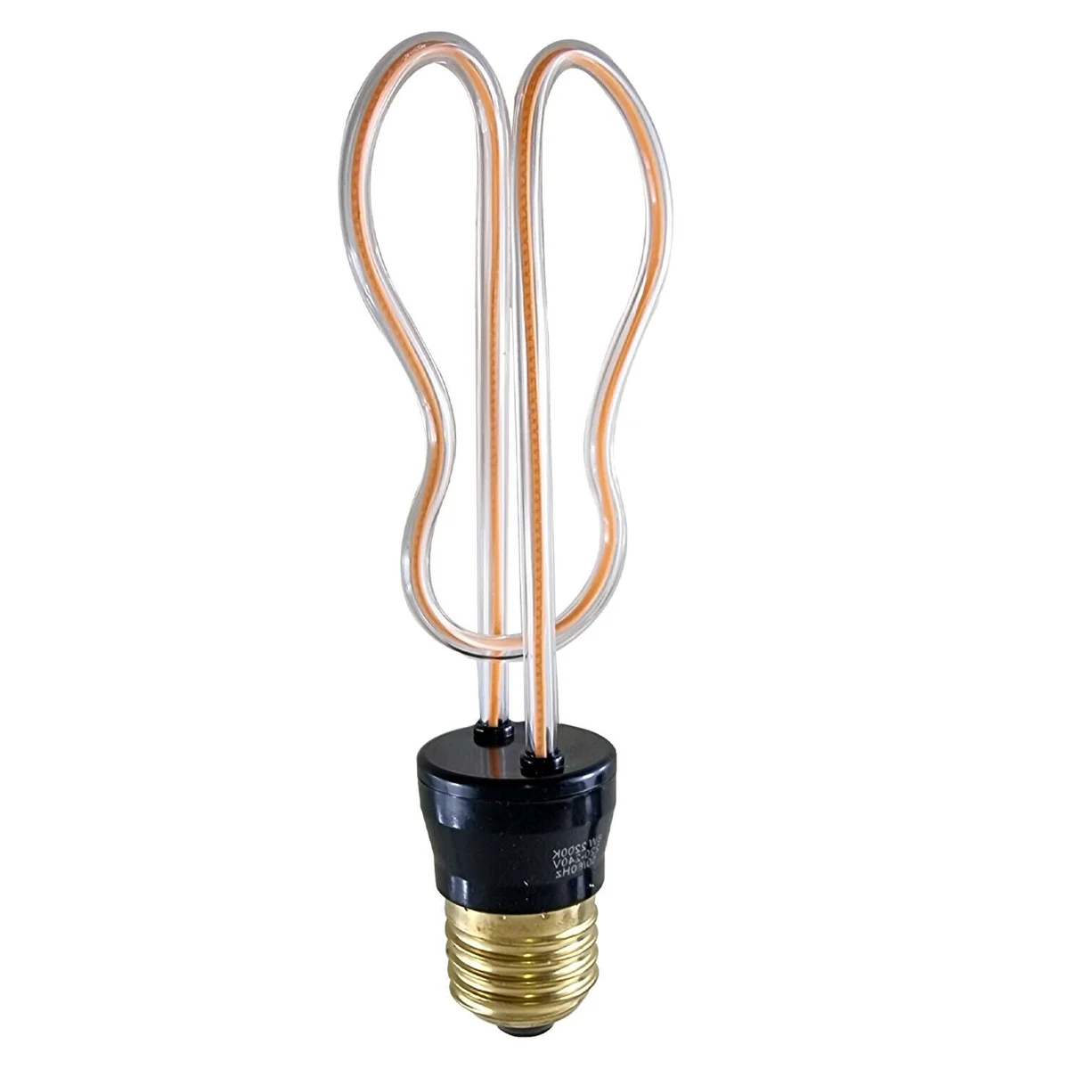 Dimmable LED bulb with soft filament design, white polycarbonate shell, E27 screw base, retro Edison style