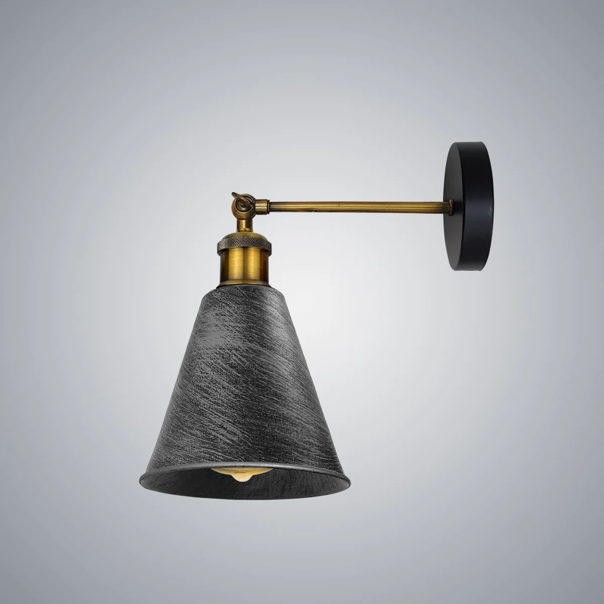 Brass kitchen wall lighting metal wall sconce on wall with E27 holder, rustic red shade.