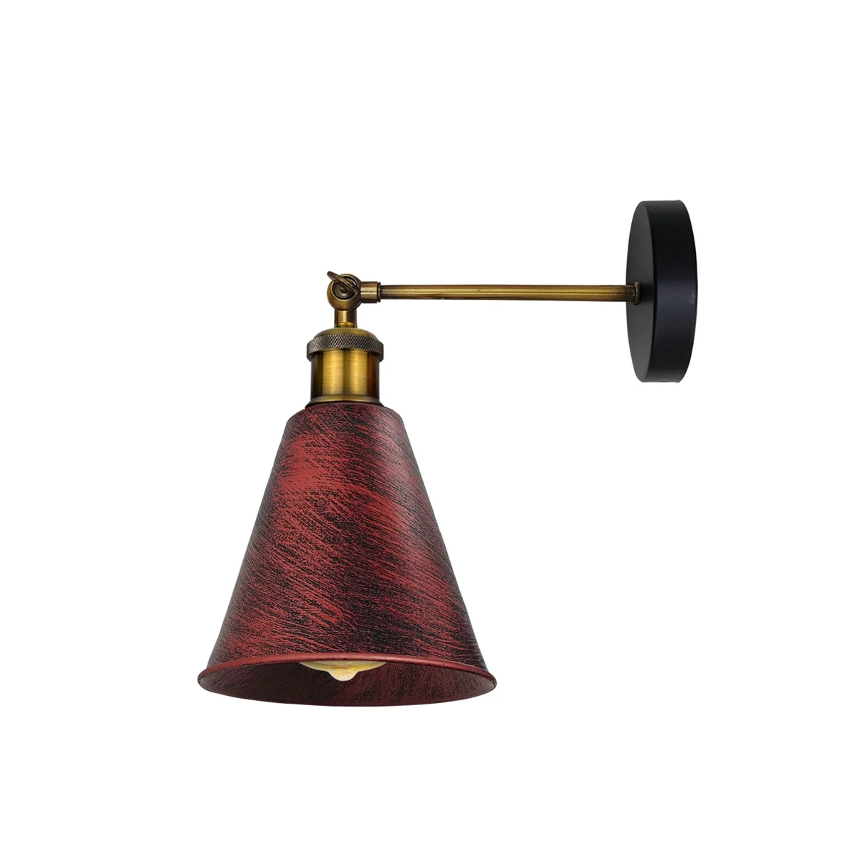 Brass kitchen wall lighting in rustic red, brushed copper or brushed silver, metal wall sconce on a wall with an E27 holder.