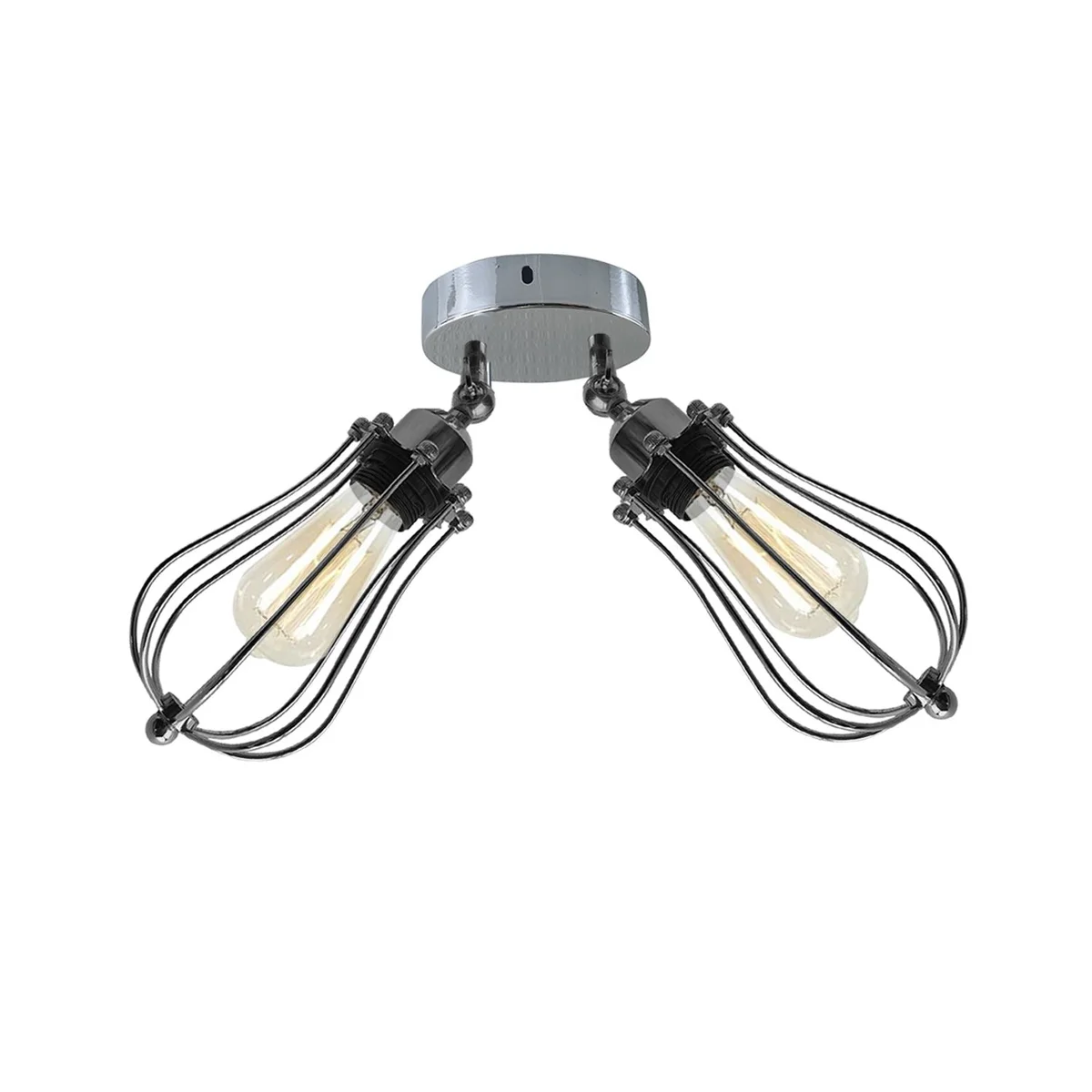 Semi flush ceiling light in black gold inner finish with metal cage design and E27 base.