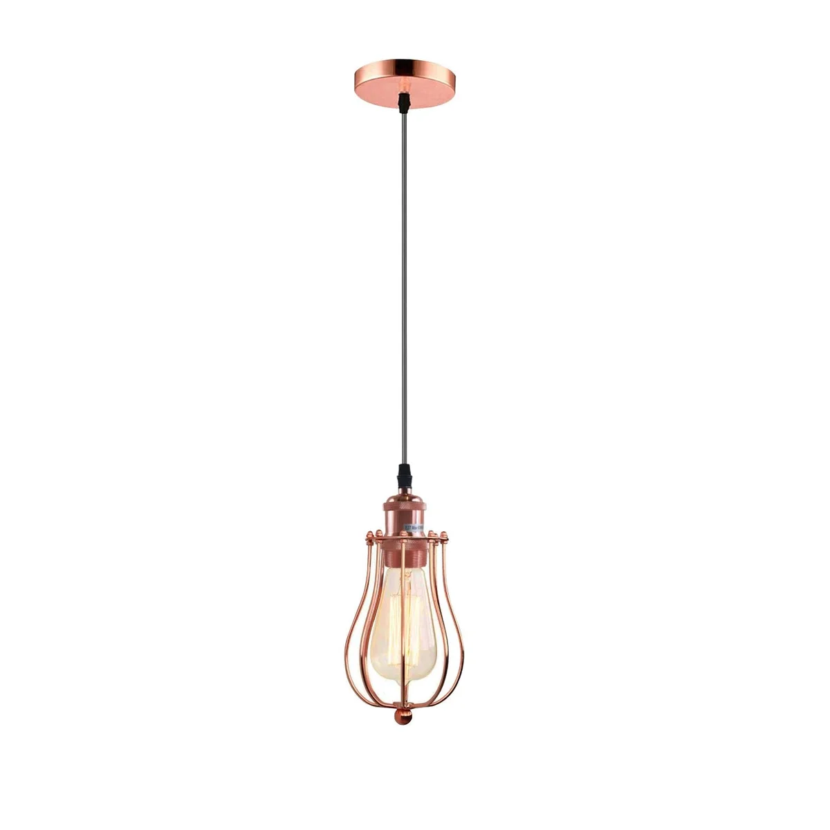 Cage pendant lights for kitchen, chrome metal frame with PVC cable, E27 base holder.