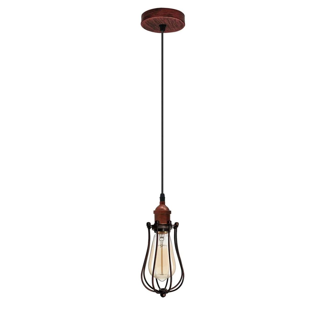 Chrome cage pendant lights kitchen with 95 cm PVC cable, E27 base, decorative metal cage and sleek suspension.