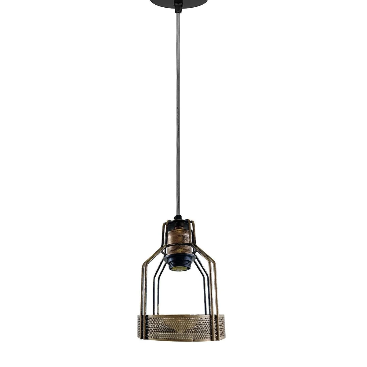 Vintage pendant light made of sturdy iron with satin nickel finish, hanging with 95cm cable, single E27 holder, 10cm ceiling rose