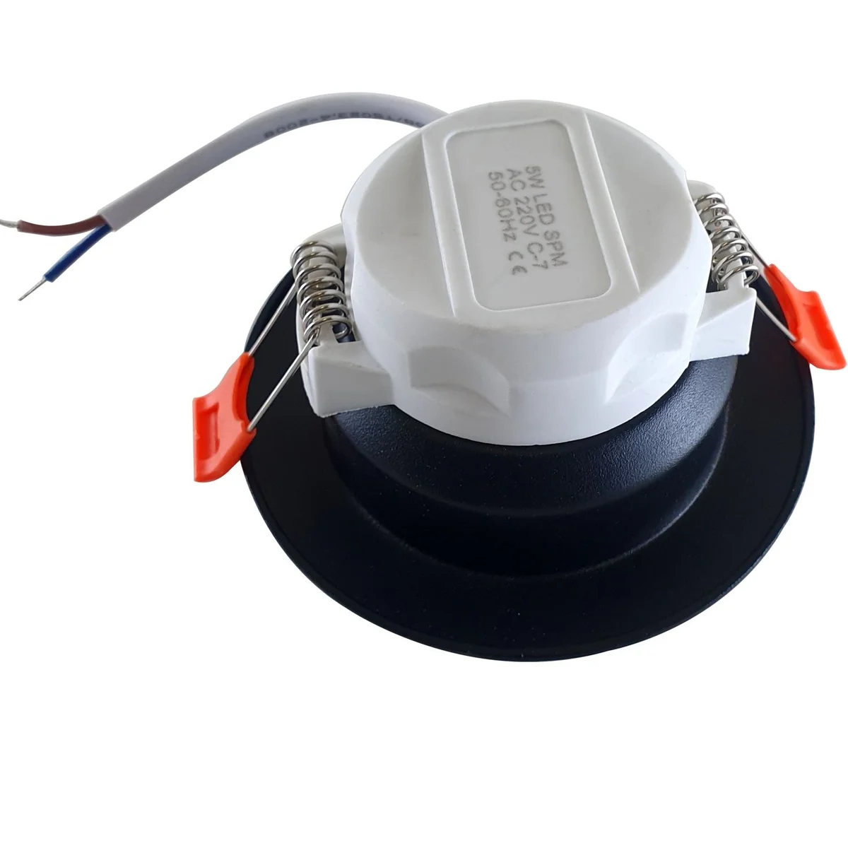 5W LED panel light in a white recessed fixture with chrome‑like aluminium body, glowing cool white 6000K light.