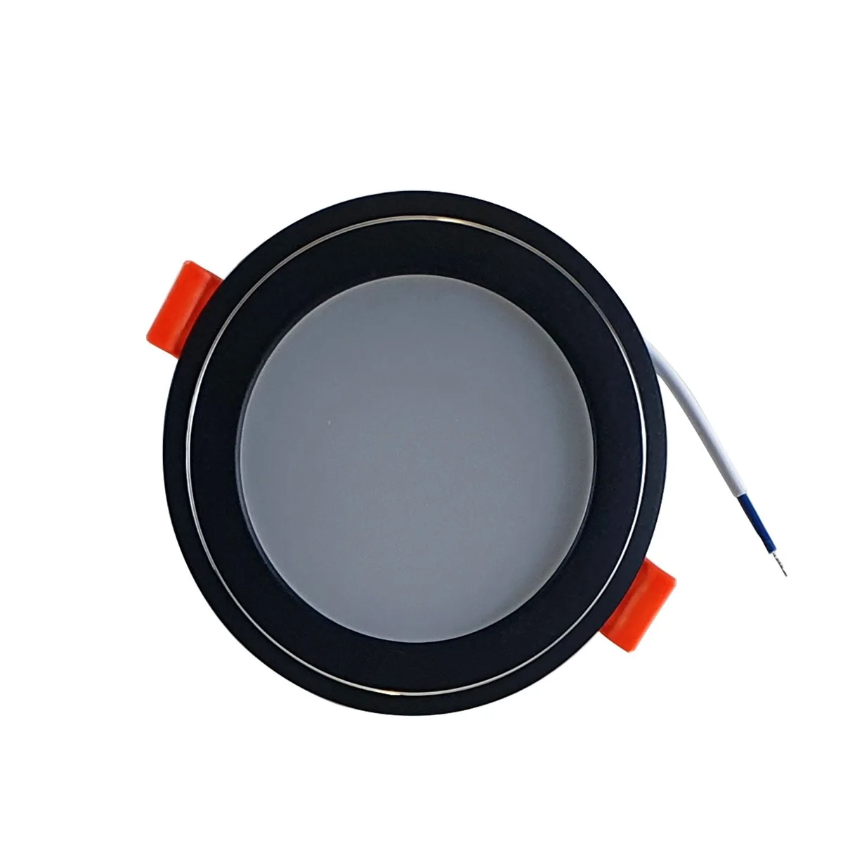 Round recessed LED panel ceiling light with aluminium body, 5W cool white 6000K lighting.
