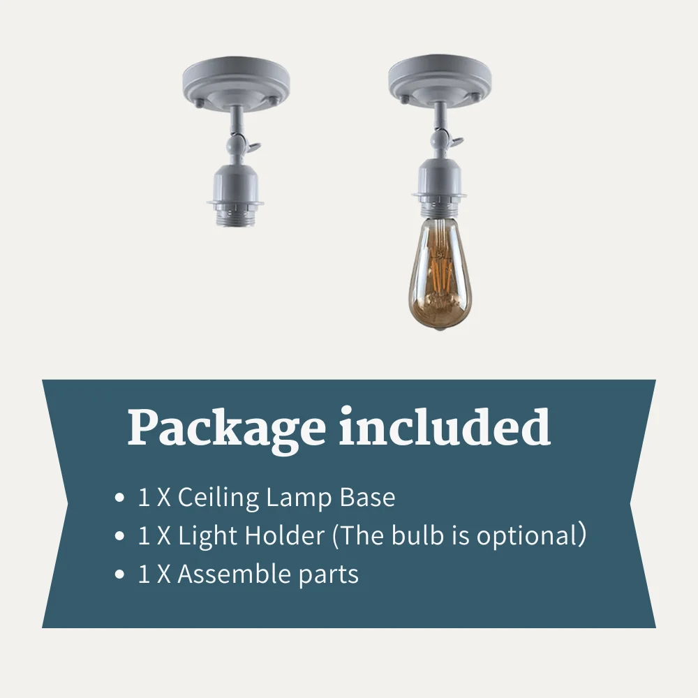 White pendant light with metal base, rectangular ceiling plate 10.8cm high, 4cm wide, E27 holder included.