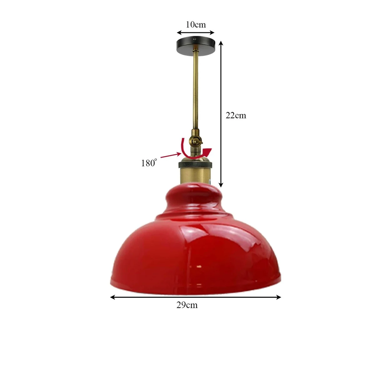 Vintage industrial curvy dome wall lamp with metal arm, bright white shade, adjustable 180° arm, suitable for wall mounting.