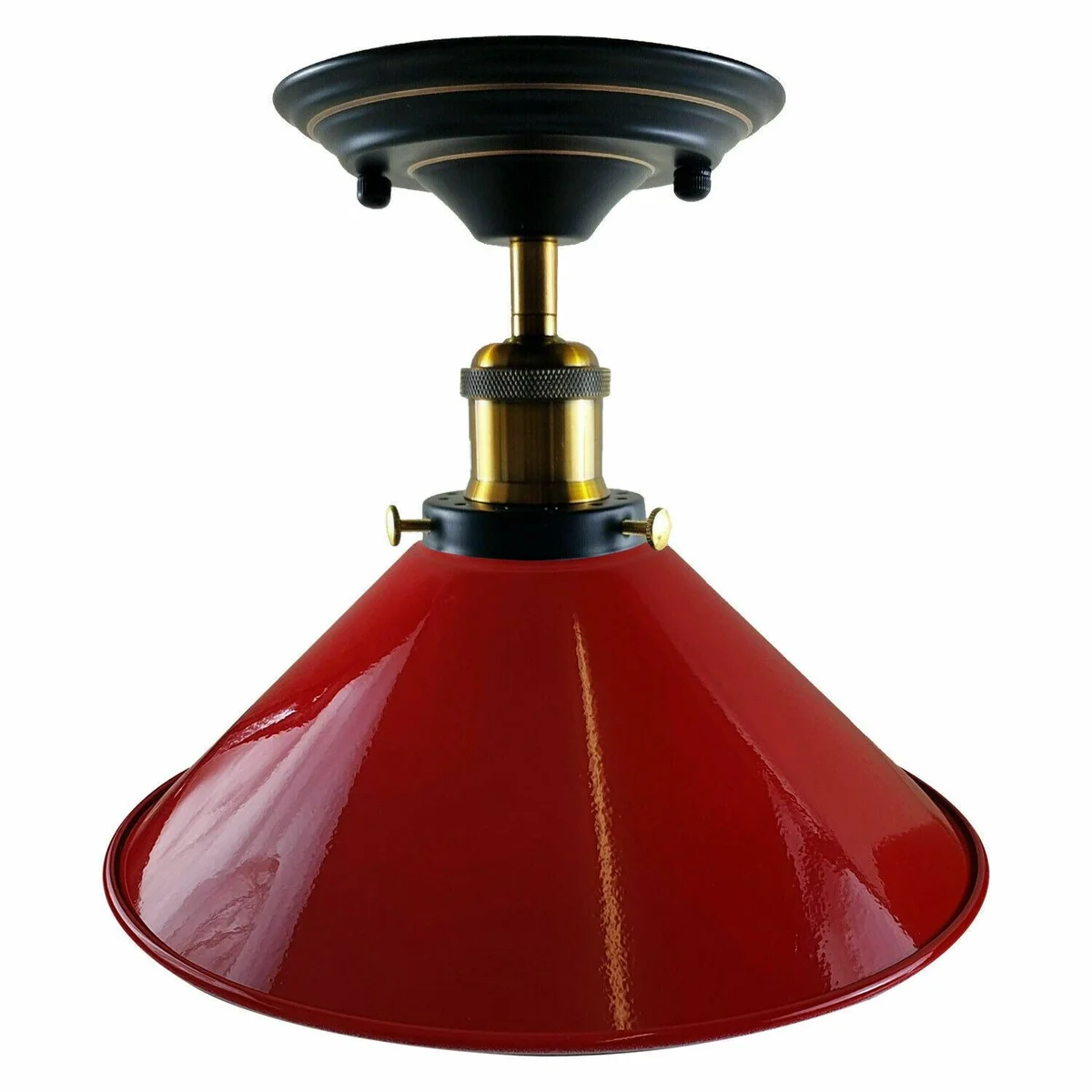 E27 ceiling light with metal shade, 14cm×4cm, available in blue, green, white, yellow, orange, red.