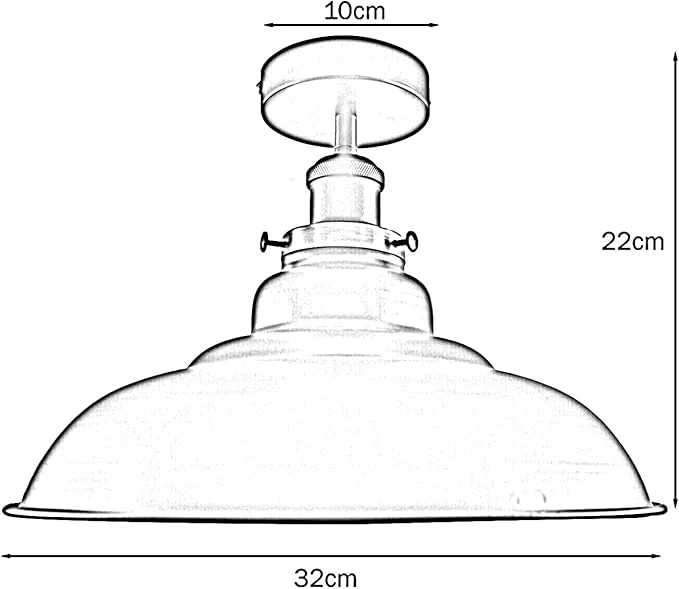 semi flush mount ceiling light in white metal, with tall lamp shade and E27 base