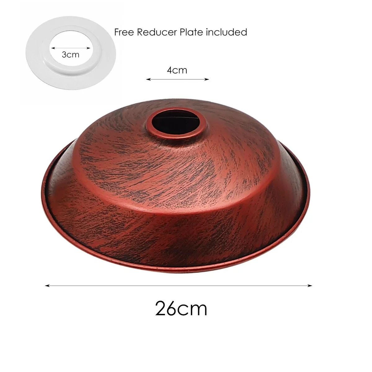 Metal LED ceiling lamp shade with brushed copper finish, industrial concrete effect, easy fit ceiling lamp