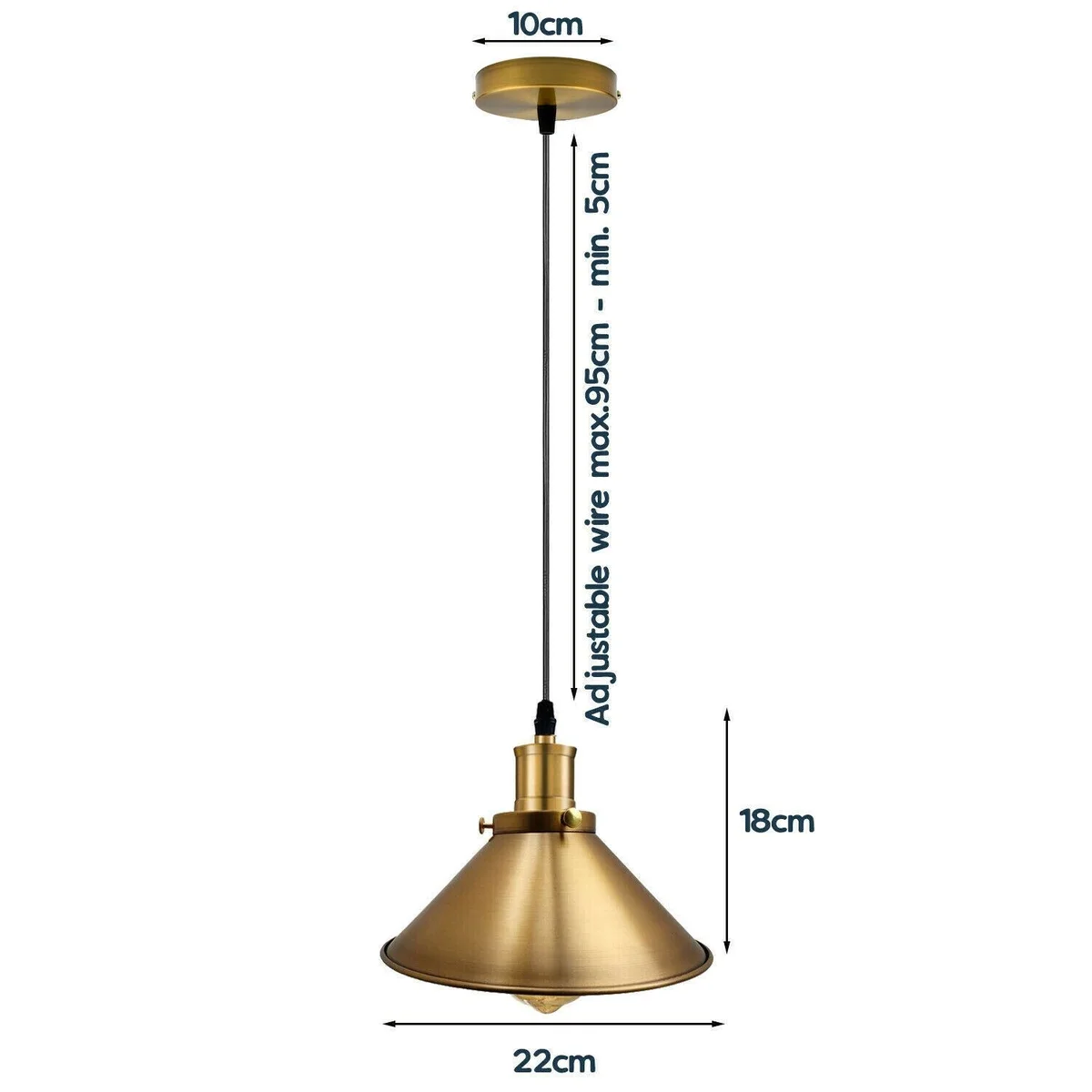 Yellow brass metal cage adjustable angle ceiling light with 10cm dome shade and 95cm cable