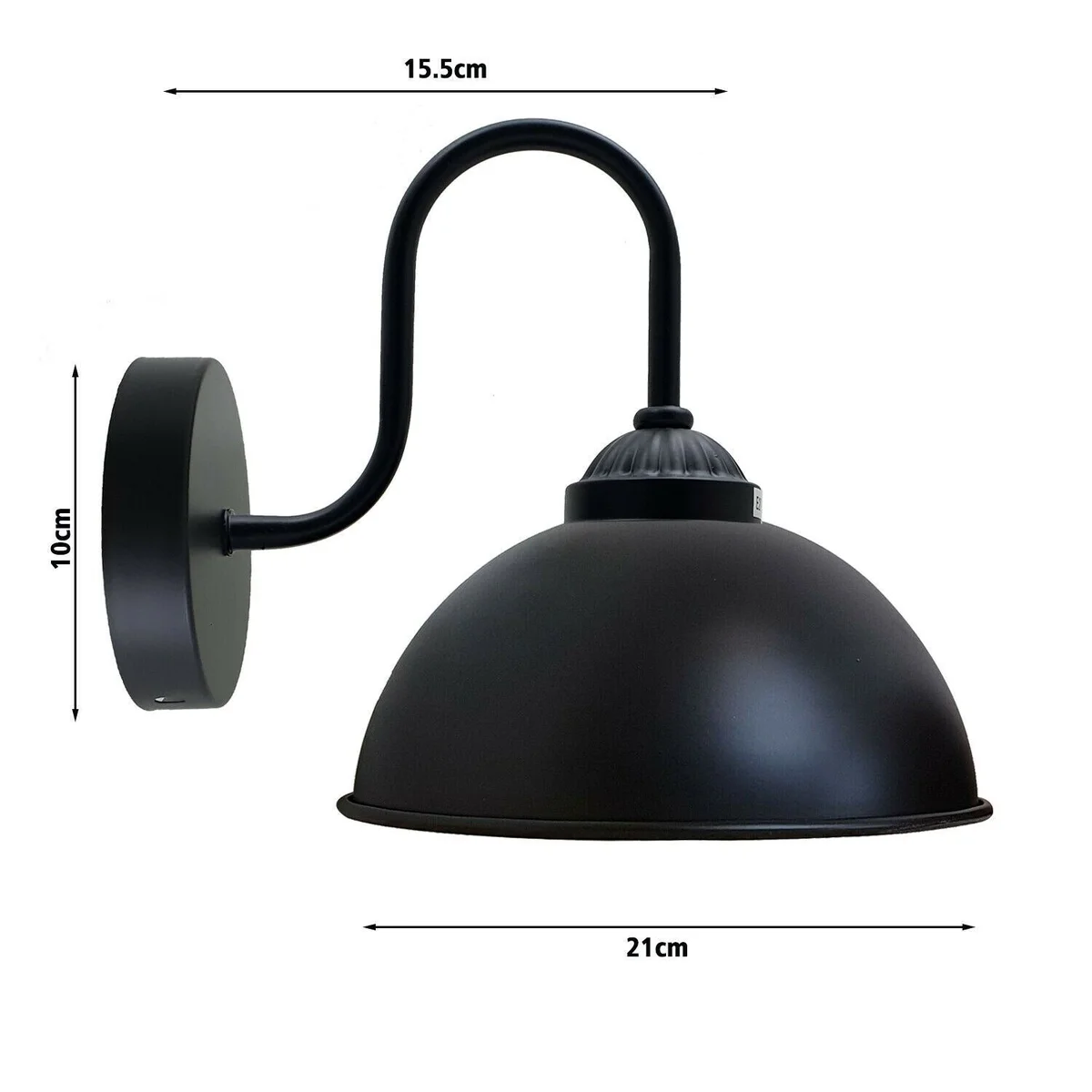 Industrial wall light with metal dome shade and E27 holder mounted on a wall