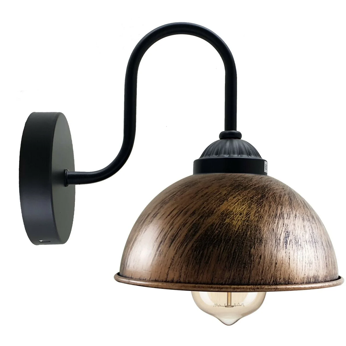 Retro wall lamp with metal dome shade and E27 wall lighting, stylish interior
