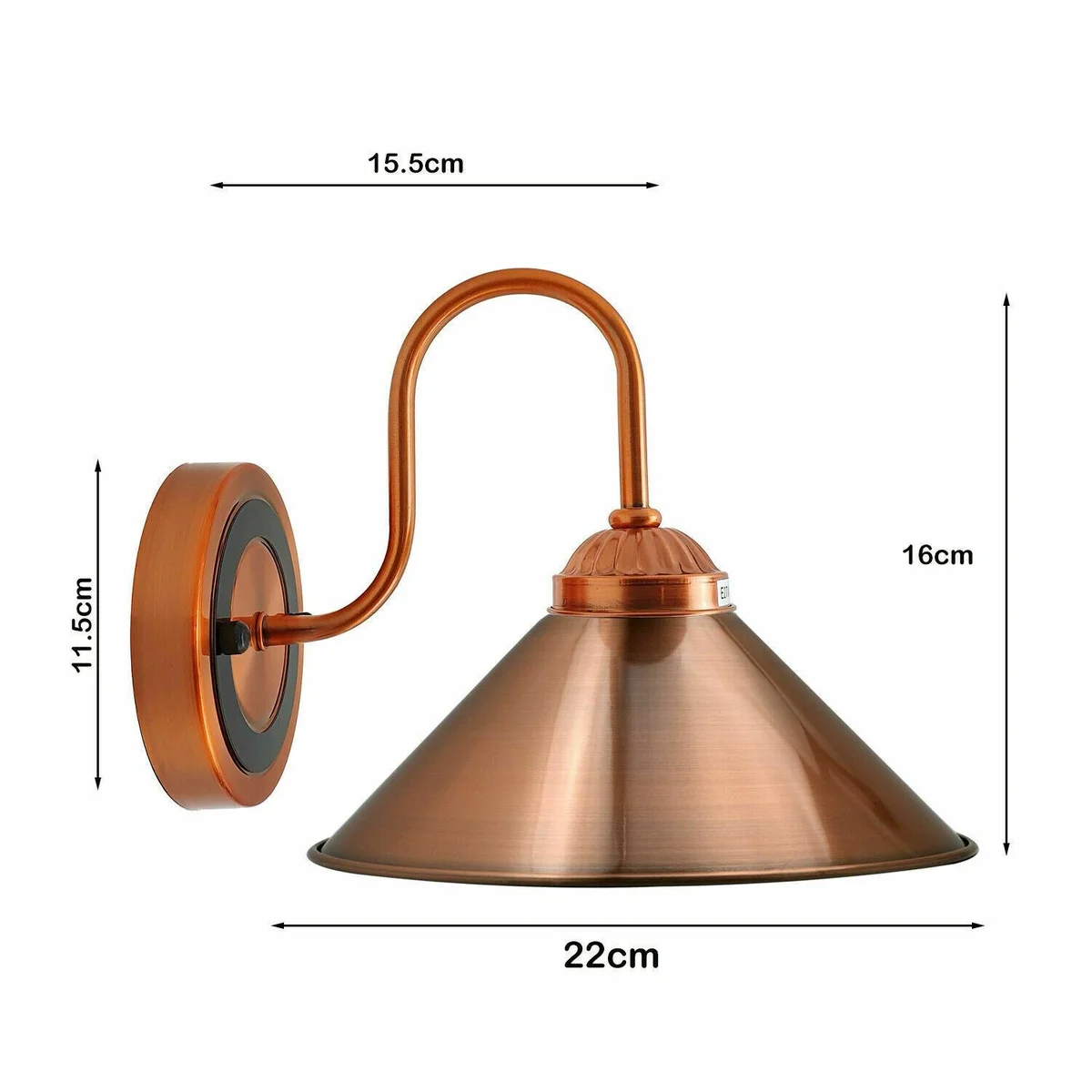 Modern copper metal wall light with industrial cage design, painted threads, 10mm thread, 10-15 sq ft suitable for indoor use