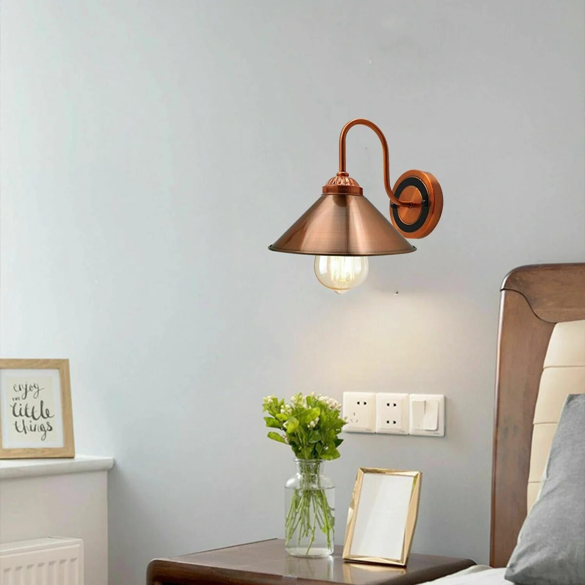 E27 wall sconce featuring a metal cage design, rustic painted finish, 45mm width, wired entrance.