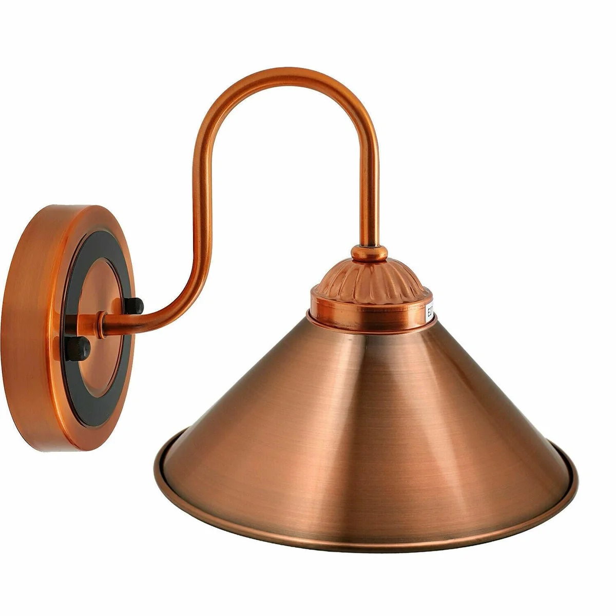 Industrial wall lamp with solid copper cage design, E27 base, metal finish.