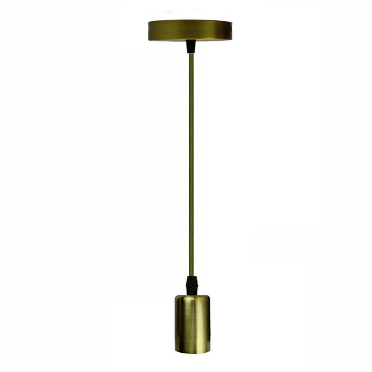 Modern ceiling light gold E27 pendant with adjustable army green cord and 12cm metal rose