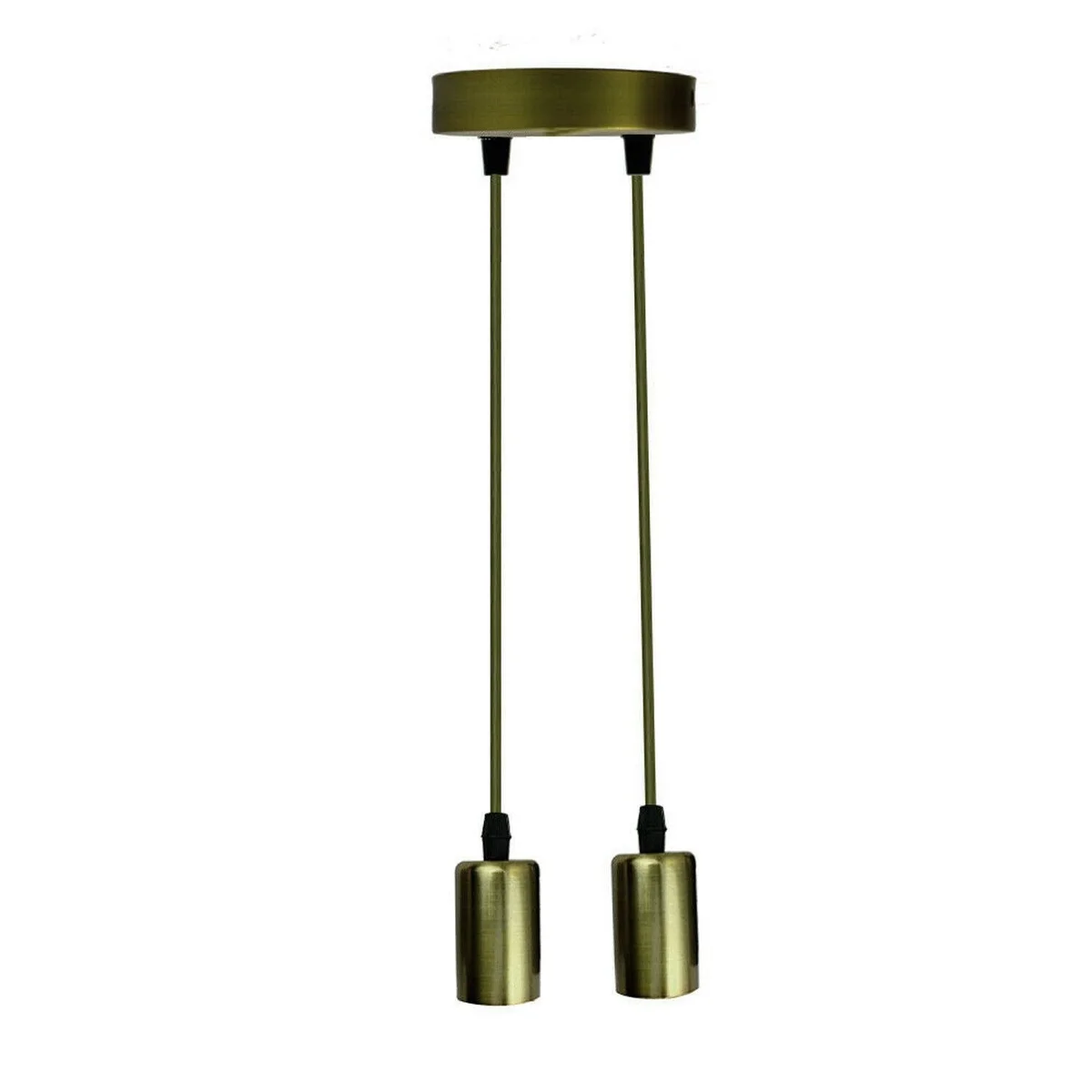 Modern golden ceiling light with 12cm metal rose and 90cm army green cord.