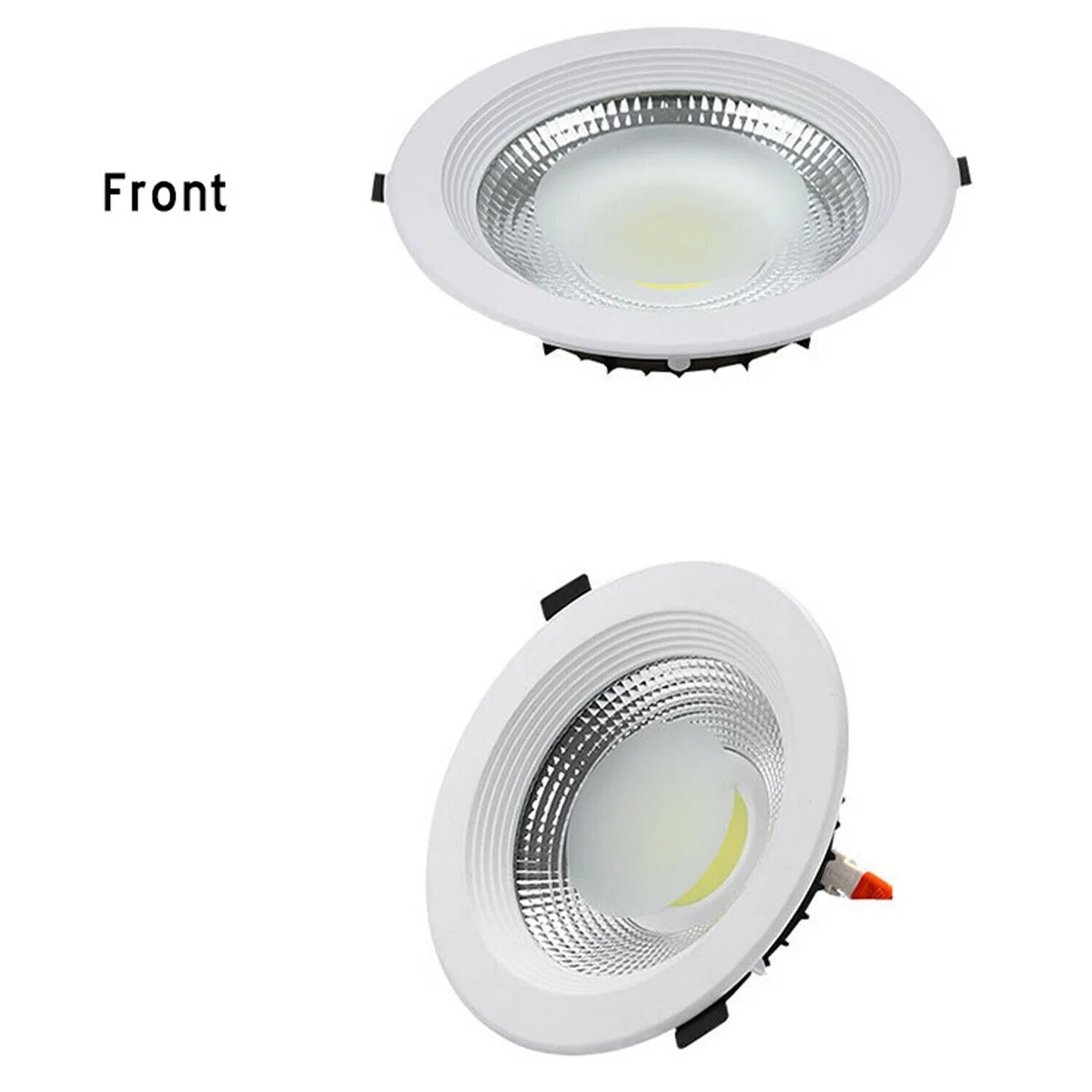 Ultra thin LED downlight with round aluminum housing and white light output, suitable for recessed ceiling use