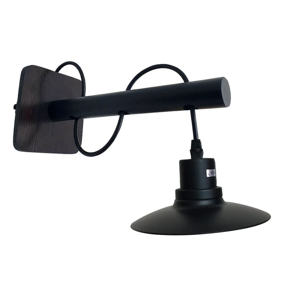 Black industrial metal indoor wall lamp, modern sconce with hanging metal fixture, wall‑mounted design