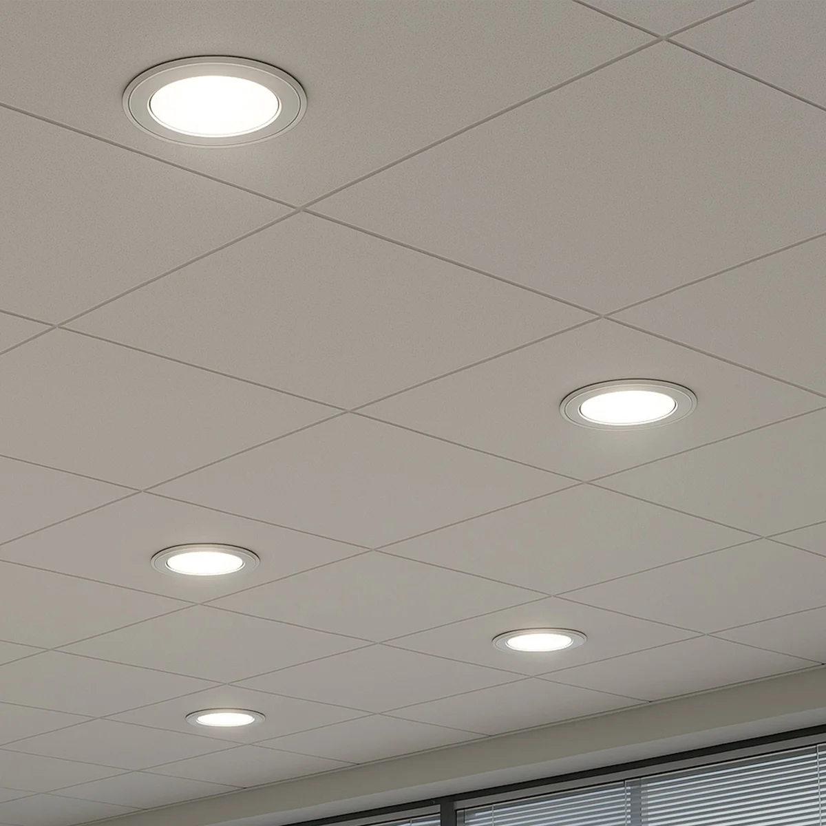 White 5W recessed LED downlight with sleek round aluminium‑acrylic cool white profile, shown in a ceiling cavity.