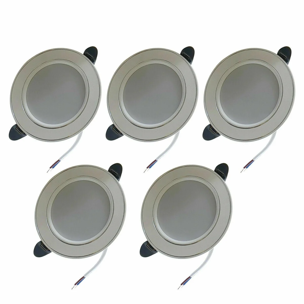 5W recessed LED downlight, round aluminium and acrylic panel delivering cool white 6000K illumination.
