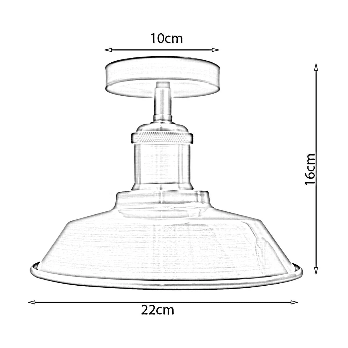 Copper finish retro E27 ceiling light mounted on semi‑flush metal plate with adjustable shade
