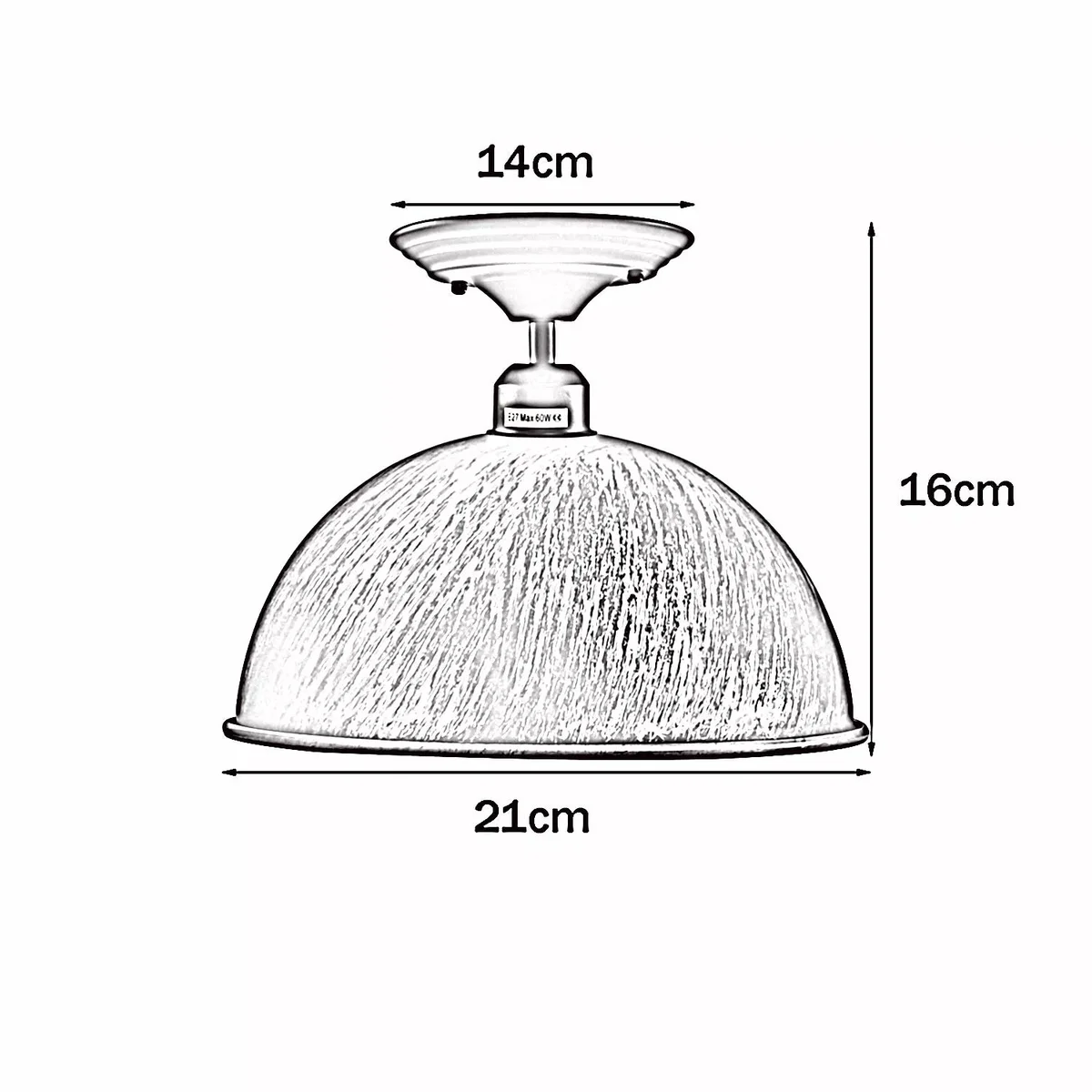 Black metal industrial chandelier light with 14cm x 4cm metal shade and E27 base, vintage pendant design.