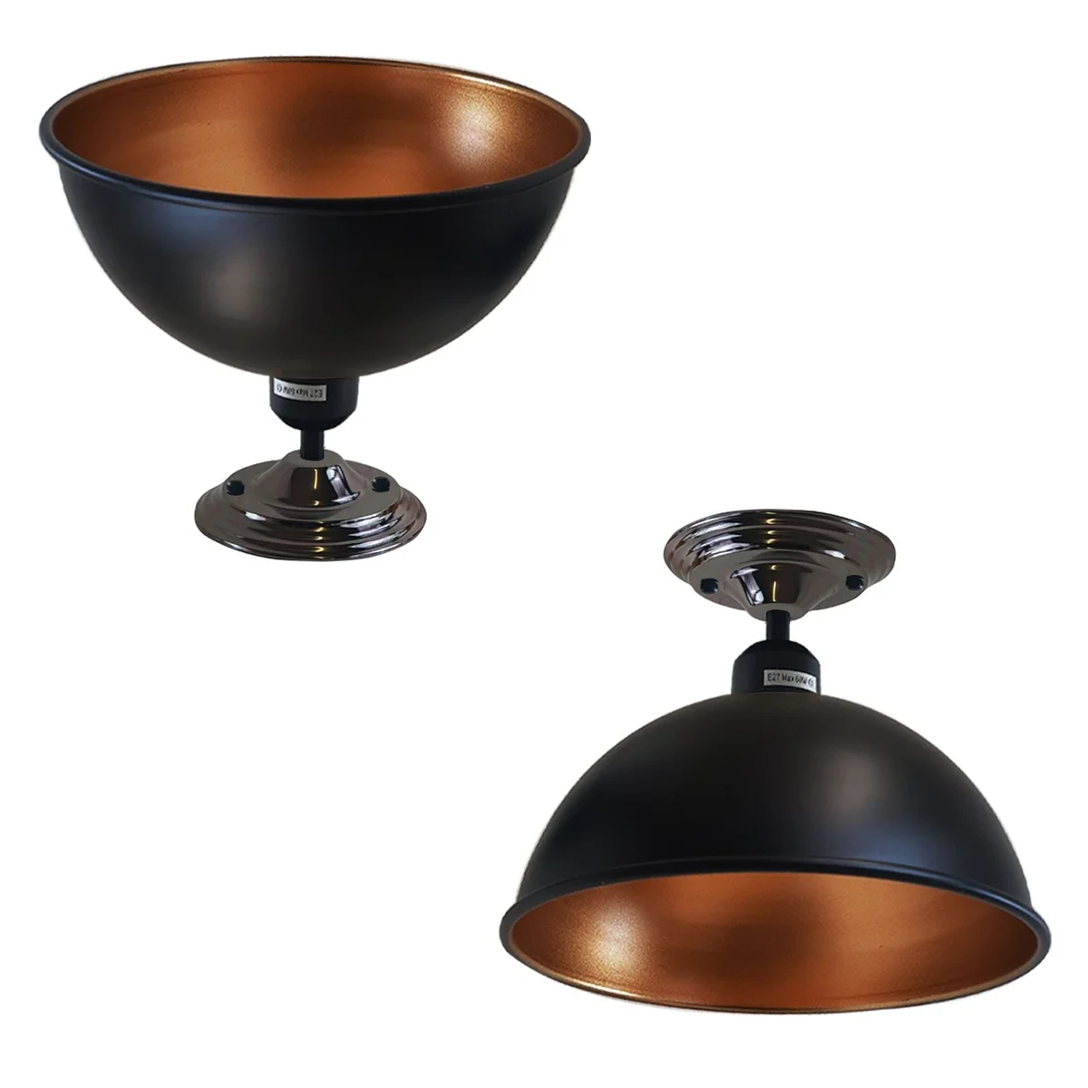 Black metal vintage pendant ceiling light with 14cm shade, E27 base, housing a bulb, suitable for warm romantic ambiance