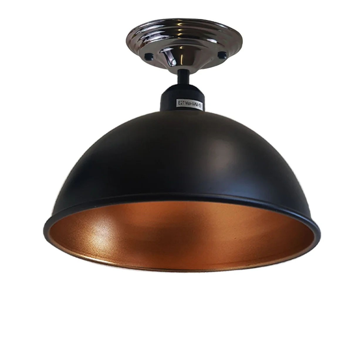 Vintage pendant ceiling light in black metal shade, rectangular 14x4cm shade with E27 base, suitable for warm ambience.