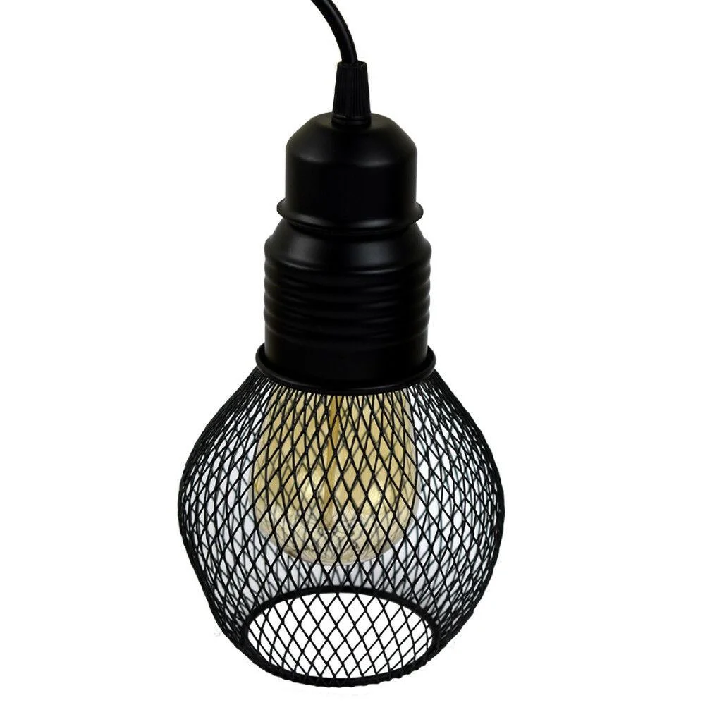 black iron cage pendant lamp, small pendant lamp, 10cm diameter, 21cm height, modern vintage style.