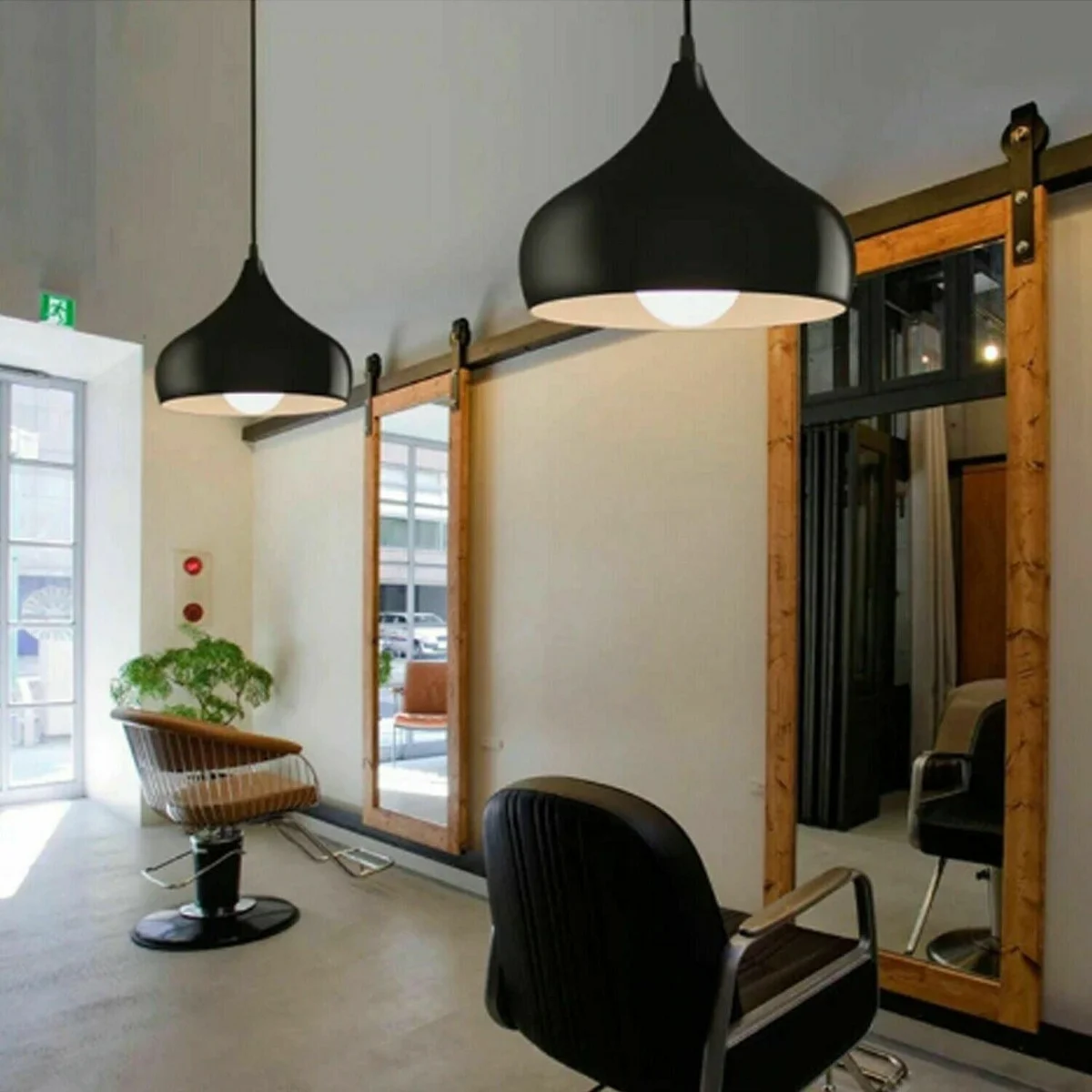 Industrial black pendant light with slotted lamp shade, 95cm iron cable, E27 holder, perfect kitchen island pendant light